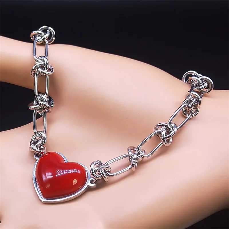 HNSP Stainless Steel Red Heart Choker Necklace Pendant Chain For Women Jewelry Versatile Girl AccessoriesT251127