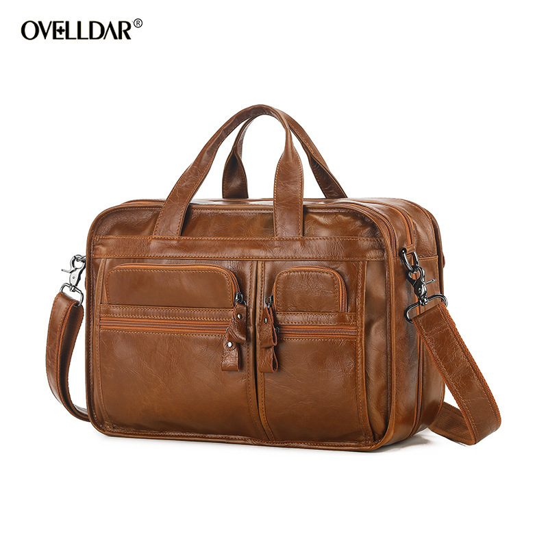 Mens Business Travel Mens Messenger Bag Mens Handbag Mens Large A4 Office Leather Shoulder Bag Notebook Bag 240902