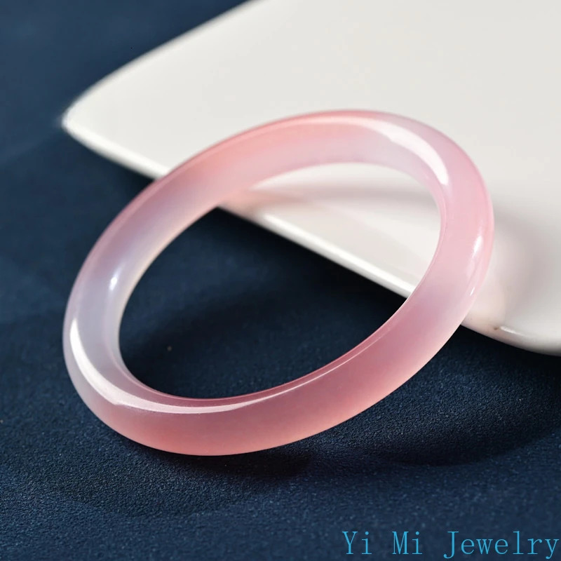 Natural Peach Light Pink Jade Bangle Ice Hetian Jade Hibiscus Pink White Bracelet Exquisite Jewelry for Women Party Gifts 251121 - view 3