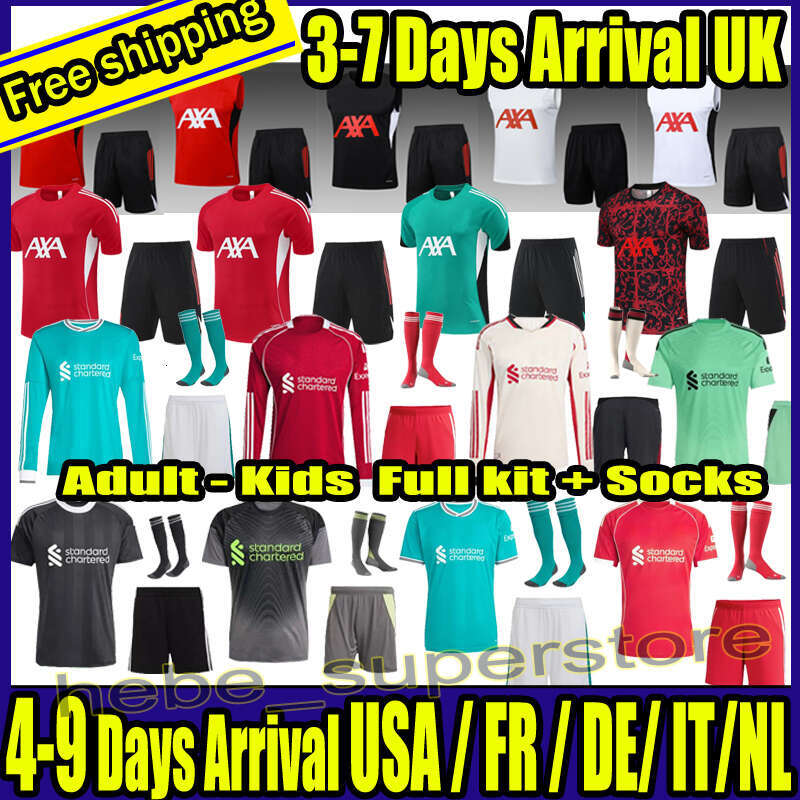 2025 26 Adul Kids Full Tracksuis WIRTZ ISAK Ekiike FRIMPONG Salah VIRGIL Soccer Ses Szoboszlai Andy Alisson Becker Joe Gomez Joel Maip Curis Jones kids