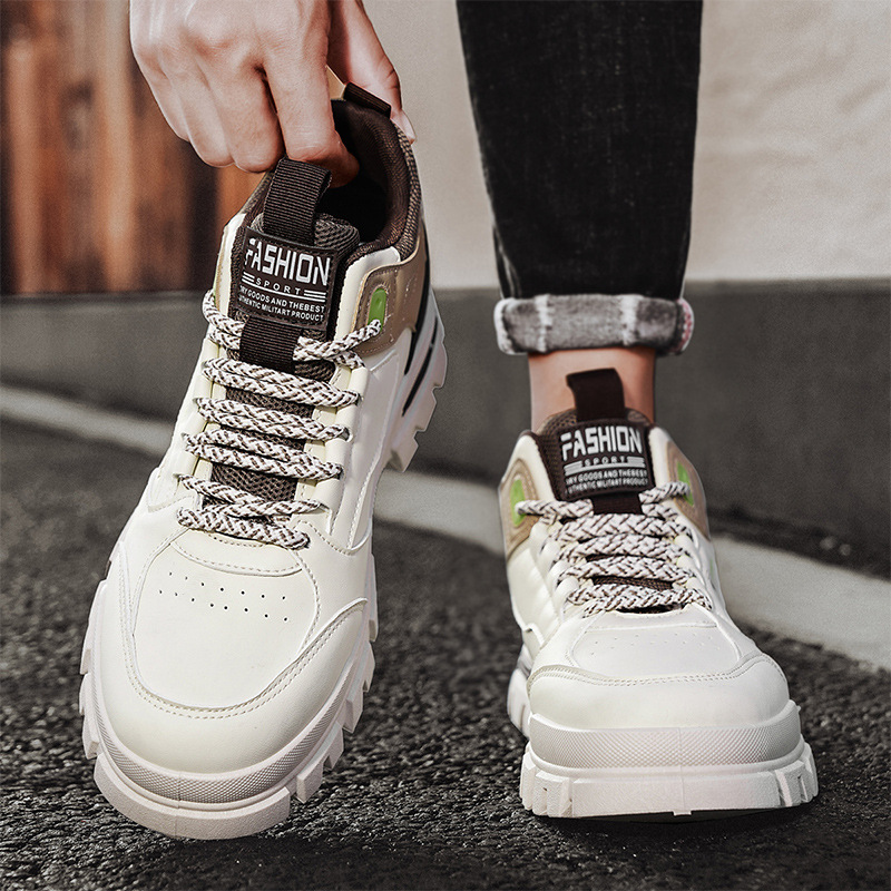 New Designers Men's Martin shoes Breathable Non-Slip Wearable Casual Shoes Fashionable thick soled leather stitching British style men's sho