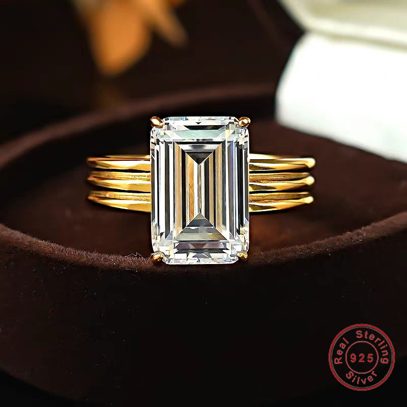 2025 Rulalei Brand Top Sell Sparkling Jewelry 100% Sterling Sier Gold Princess Cut White Lab Moissanite Dia Eternity Lady Engagement Band RIng