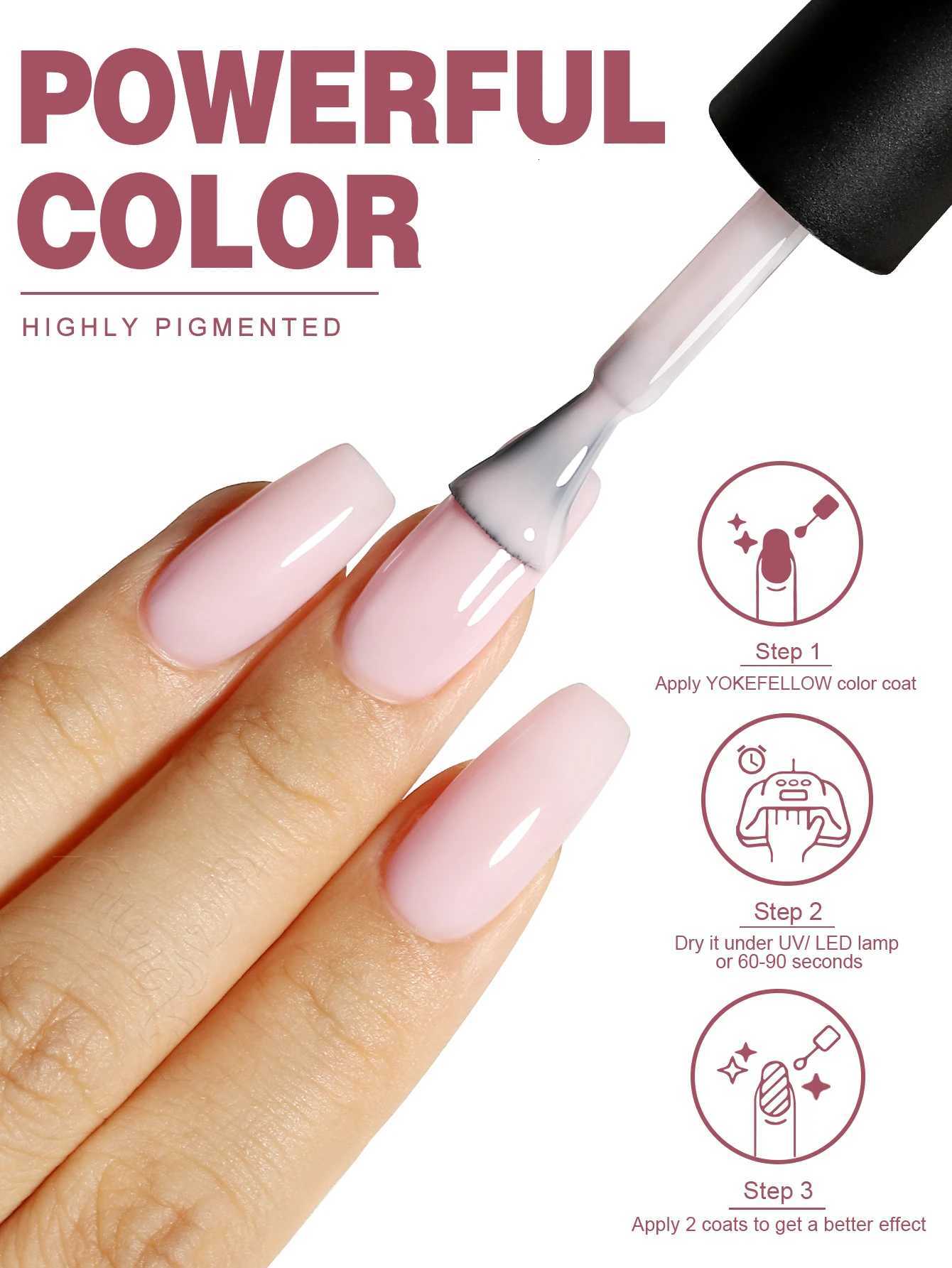 YOKEFELLOW 10ml Jelly Nude Gel Nail Polish High Quality Translucent Pink Nail Gel Varnish Soak Off UV Gel Polish Long LastingT251127