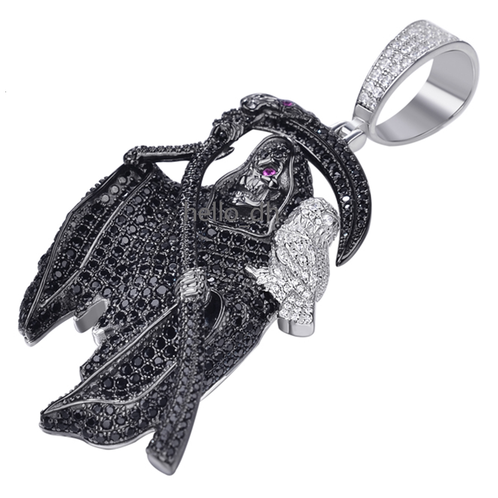 925 Italian Silver Plated Santa Muerte With Owl Pendant