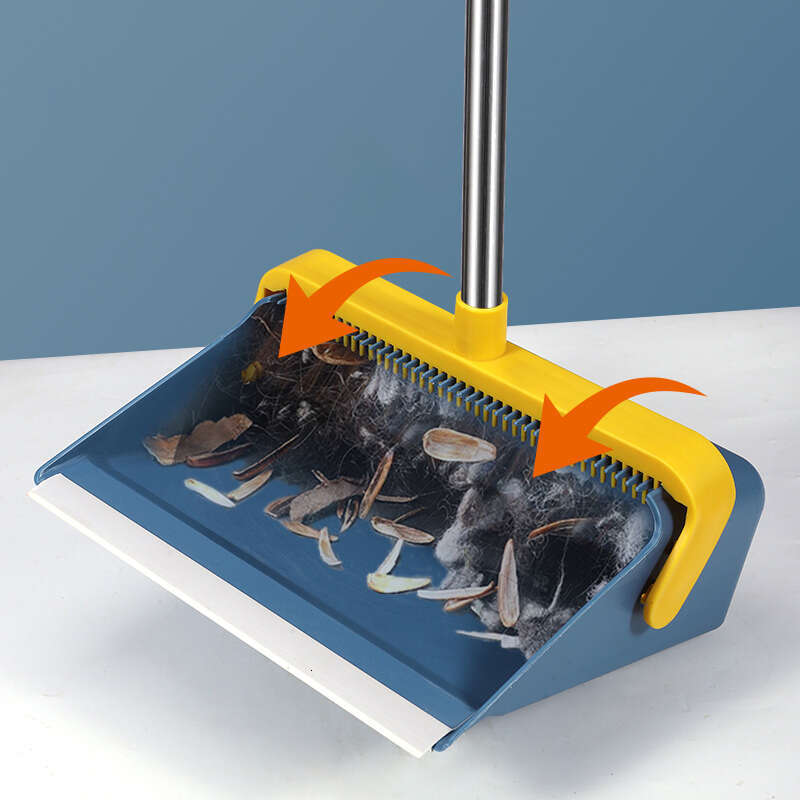 Foldable broom dustpan set 2-piece set, double comb tooth design, more effort-saving hair cleaning