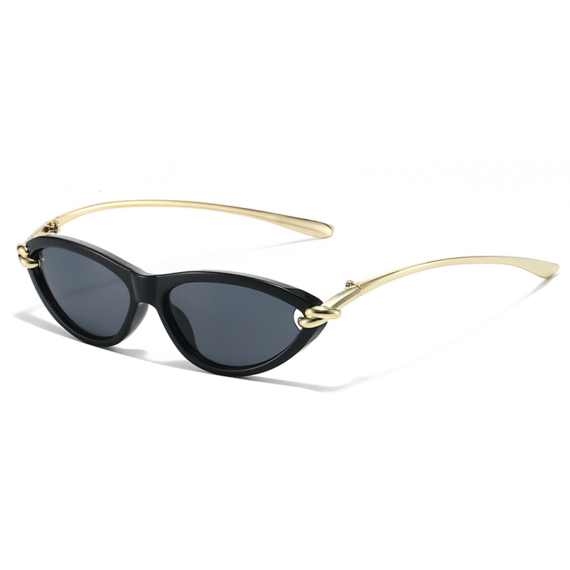 New Arrival: Retro Cat-Eye Sunglasses for Women - European & American Cross-Border Style Fashionable Metal Knot Design UV Protection Trendy Women'