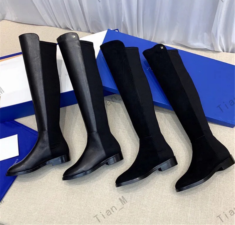 Winter Opyum Over the knee Boots pointed toes Thigh-high boot Letter high heels stretched Leather sole for women luxury designer heeled shoes factory