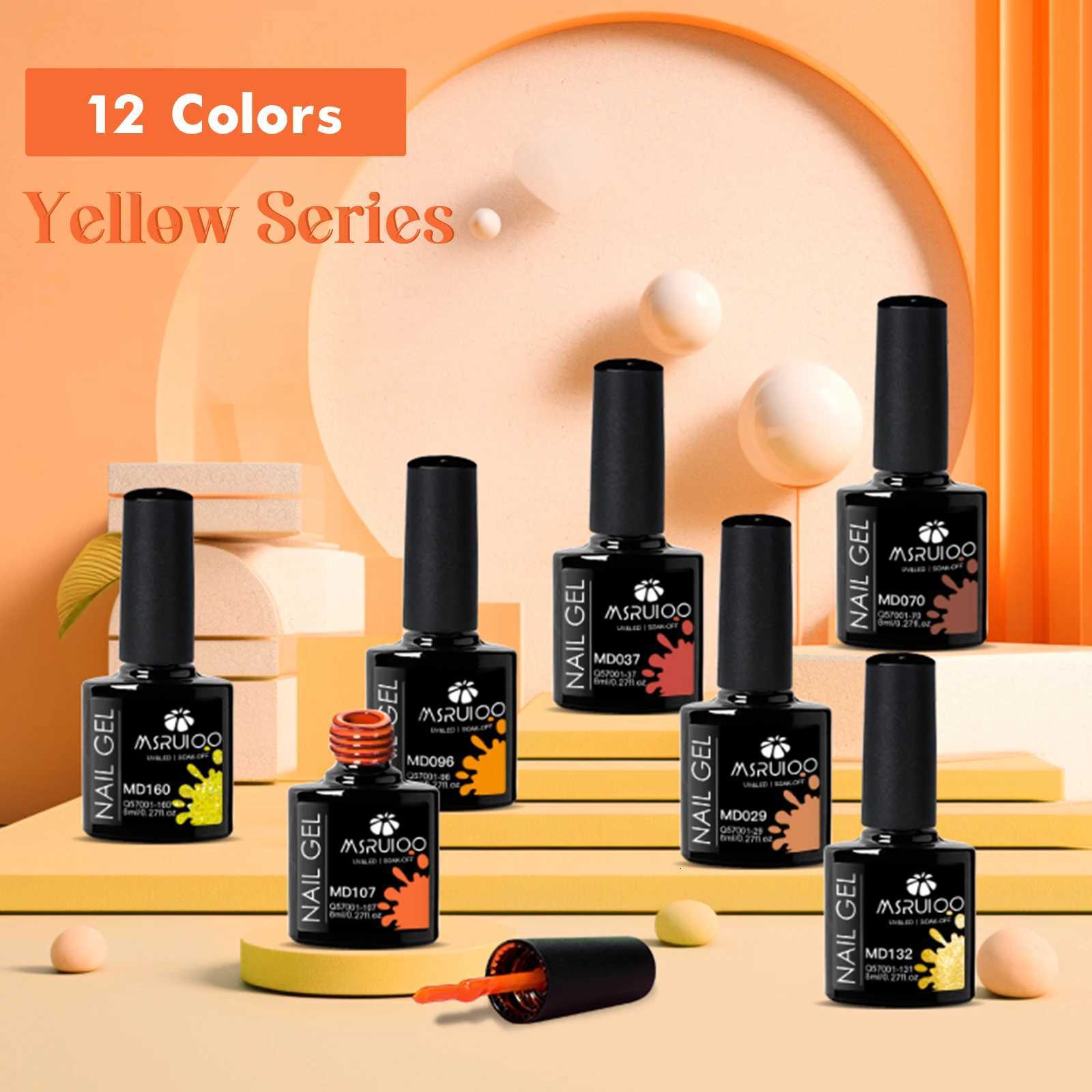 MSRUIOO 8ml Yellow Brown Glitter Gel Nail Polish Nail Supplies Autumn Winter Semi Permanent Nail Art Varnish For Nails ManicureT251127