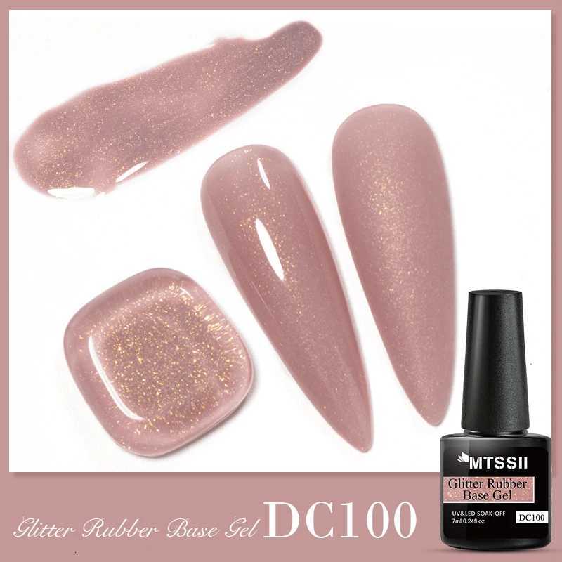 Mtssii 7ml Glitter Rubber Base Gel Polish Gold Sequins Coffee Pink White Base Gel Top Coat Soak Off UV LED Nail Art VarnishesT251127