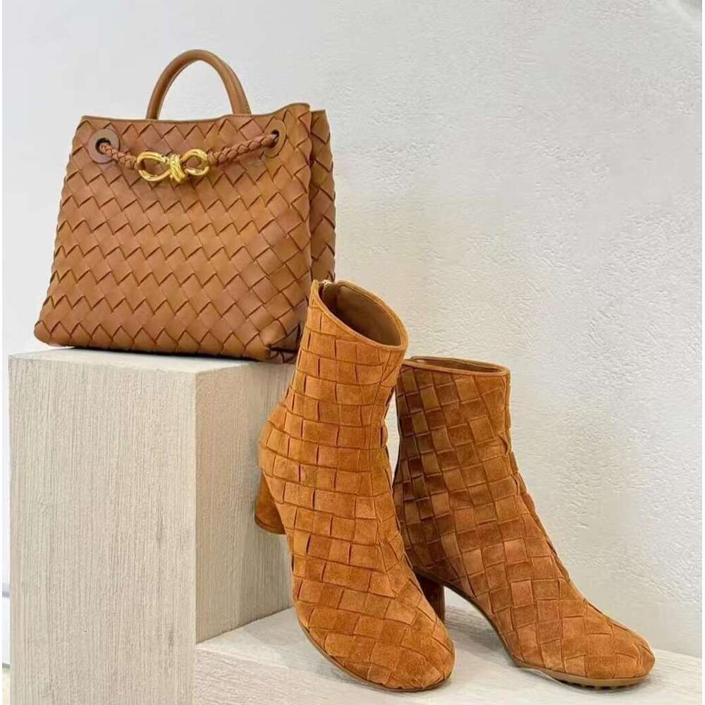 brand Designer shoe woman fashion Boots Womens booties Martin boots 10 A autumn winter Luxury Ankle Boots leather knit Suede Round heel kitten heel Mid-Calf boot