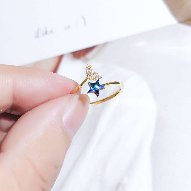 Beauty fish tail female ins personality, simple and cold style, open mouth ring, fashionable, niche, light luxury, trendy, liquid food finger ring