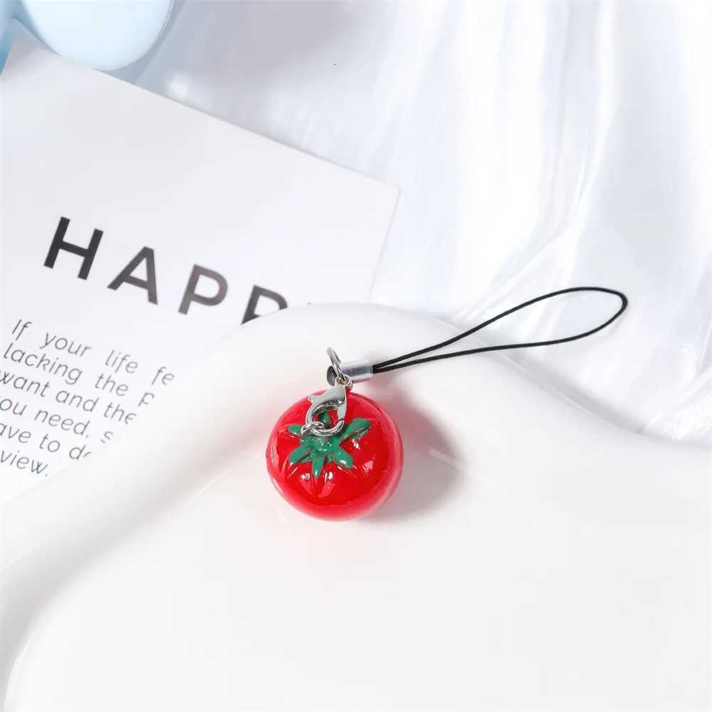 1/2pcs Red Strawberry Tomato Keychain Resin Fruit Charm Key Chain Cute Pendant for Phone Case Bag Daily Gift for WomenT251127