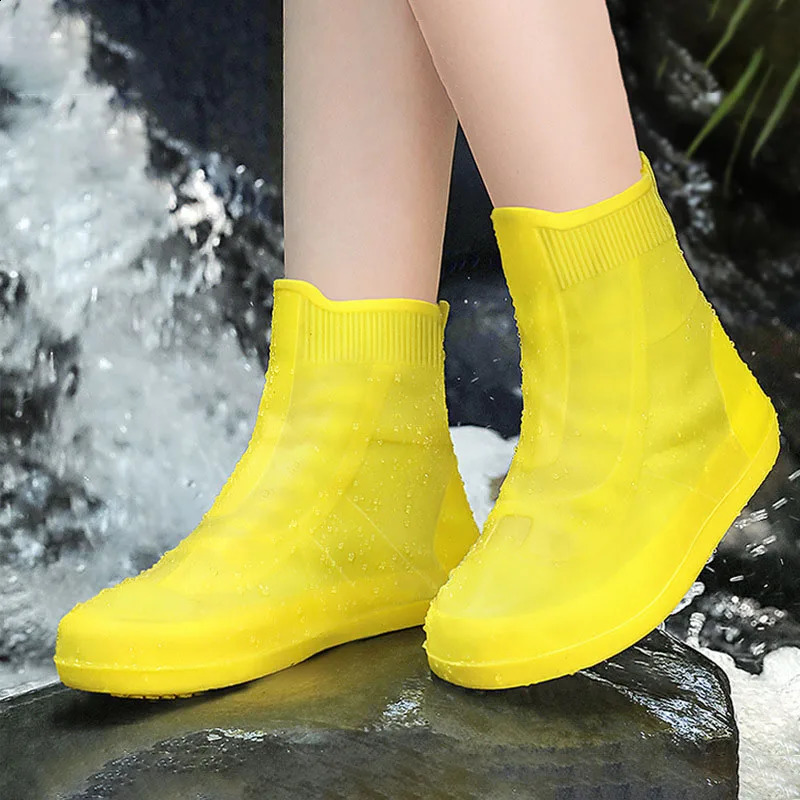 Womens rain boots cover waterproof wearresistant silicone anti slip reusable shoe protector suitable for outdoor rainy days 250427h