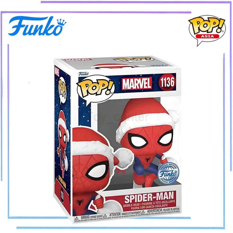 Disney Genuine Edition FUNKO POP Marvel Holiday Christmas Spider-Man Anime Action Figure ornament Model Toys Assembly Collectible Model H251127