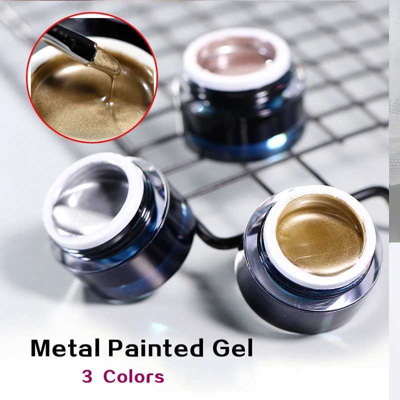 Vendeeni 10g Metallic Painting Gel Polish Soak Off Gel Nail Polish Flower Drawing Gold Silver Glitter UV Nail Gel VarnishT251127