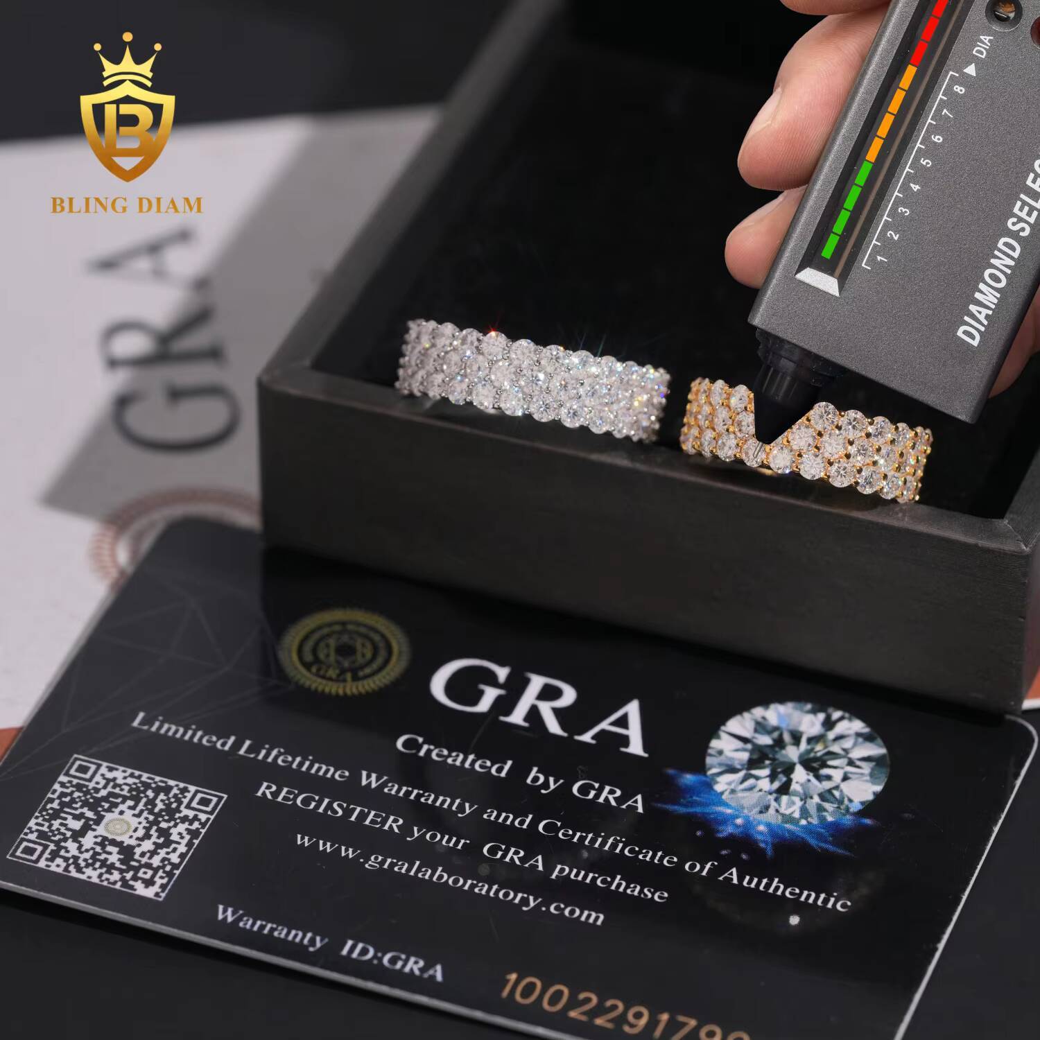 New Design Iced Out Gold Plated Hip Hop Rings 925 Sterling Silver Fully Moissanite Custom Rings for Men