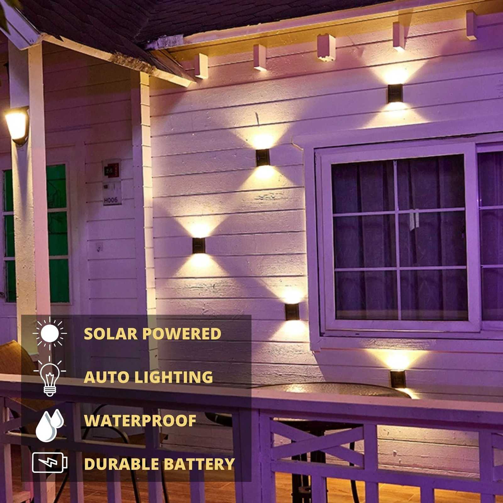 New Solar Wall Lights Outdoor Waterproof Led Solar Lamp Up And Down Luminous Lighting For Garden Balcony Yard Street Decor LampsM251127