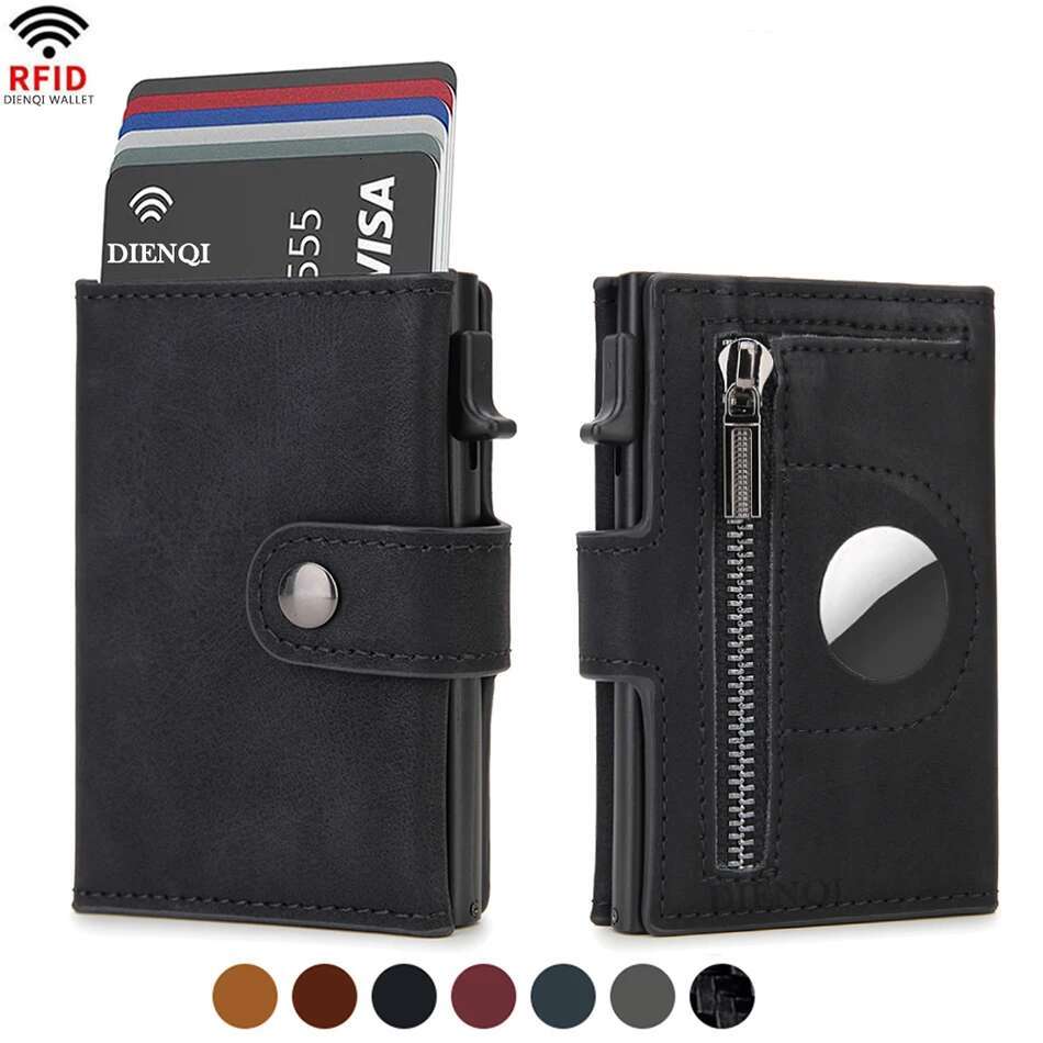 PT061,Rfid Carbon Fiber Airtag Slim Mini Credit Card Holder Wallets For Men Air Tag Tracker Minimalist Purse
