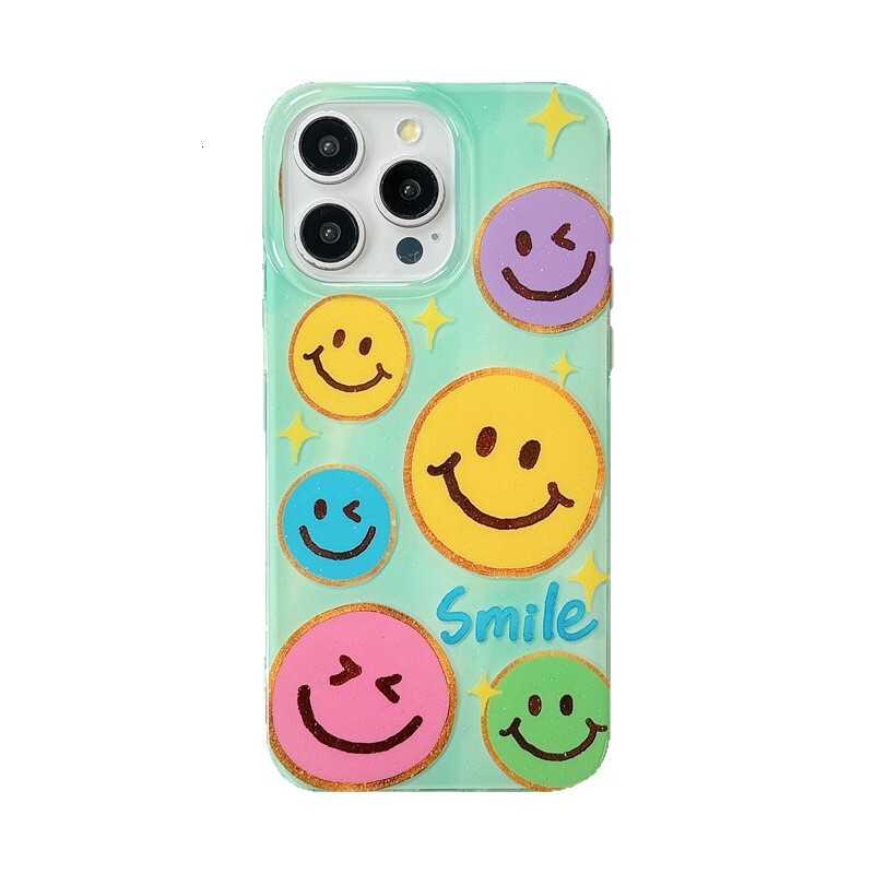 Colorful Smiley Face Phone Case Compatible with iPhone 16/15 Pro Max Designer New Ins Style Niche Protective Case