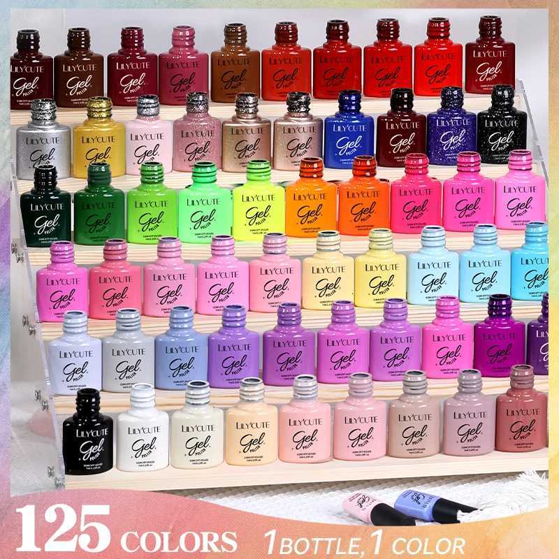 LILYCUTE 7ML Black White Color Gel Nail Polish Summer Colorful Gel Nail Art Semi Permanent UV Gel Soak Off UV LED Gel VarnishesT251127