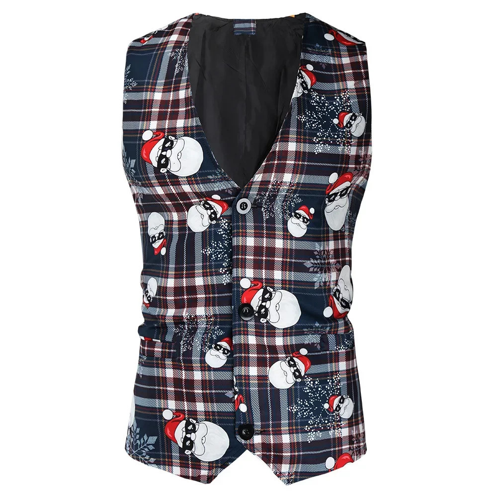 Snowman Plaid 3 Piece Casual Business Printed Suits Mens Christmas Party Suit Funny Costume Novelty Xmas Jacket Trousers Vest 251126 - view 5