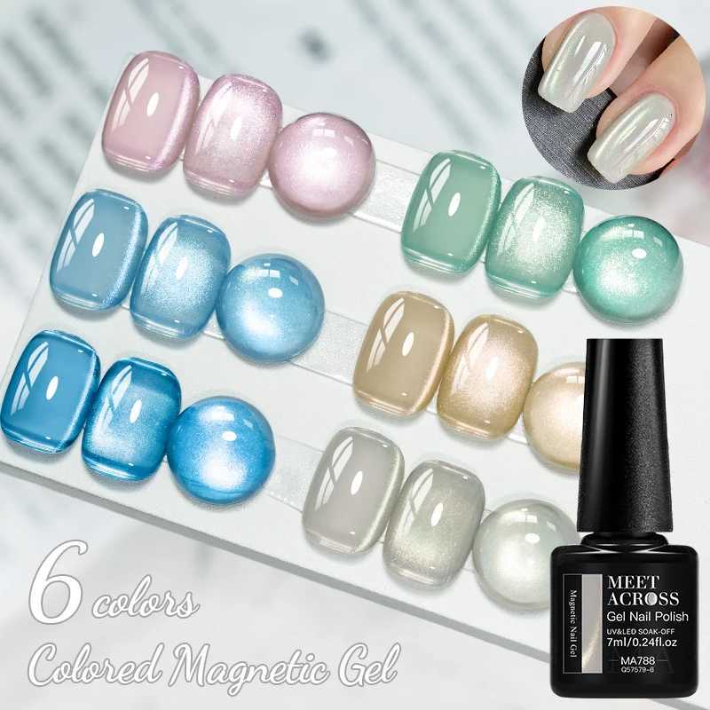 7ml Auroras Mint Green Cat Magnetic Gel Nail Polish Royal Blue Semi Permanent Glimmer Crystal Magnet Nail Gel Polish Art VarnishT251127