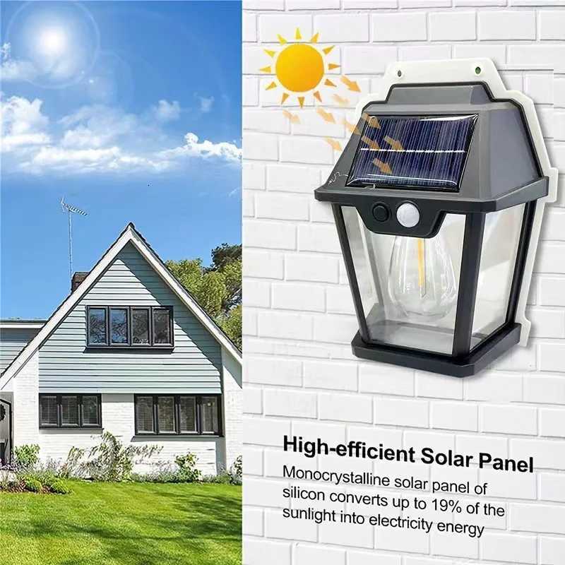 LED Solar Tungsten Light Human Body Induction Solar Wall Lamp Waterproof House Garden Yard Street Emergency Night Filament LampsM251127