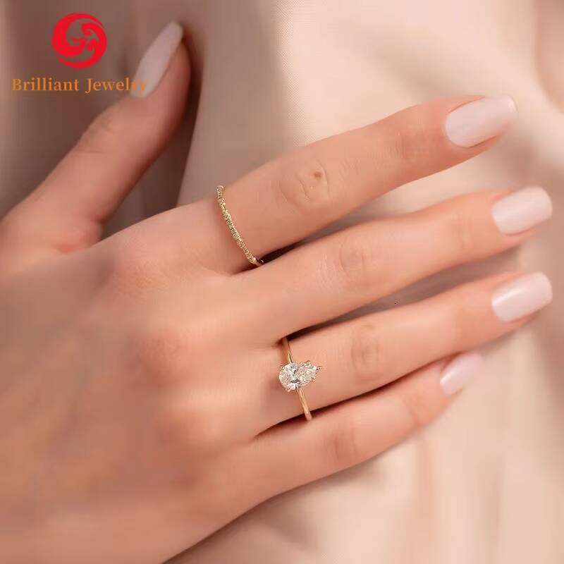 Wholesale IGI GIA Certified HPHT CVD D VS1 3CT Lab Grown Pear Cut Diamond Engagement Wedding Ring 10K 14K 18K Yellow White Gold
