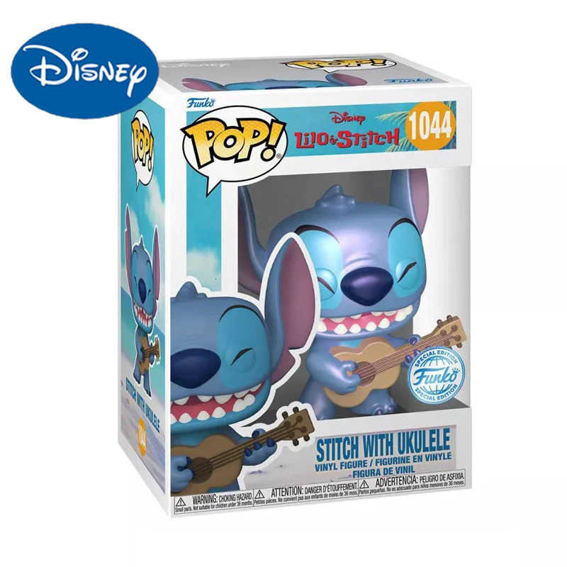Disney Funko Pop Lilo Stitch Cute Stitch Ukulele Cartoon Figure Model Kids Toys Collectibles Table Ornament Dolls Birthday Gifts H251127