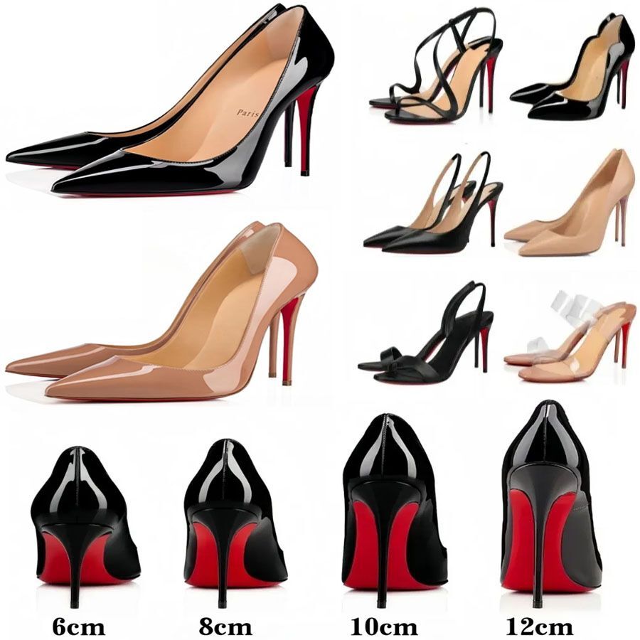 Designer Brand heels Women High Heels Luxury Red Soled Peep Toe Sandals Pointed Red Shiny Bottom 6cm 8cm 10cm 12cm Nude Black Patent Genuine Leather Woman Pumps