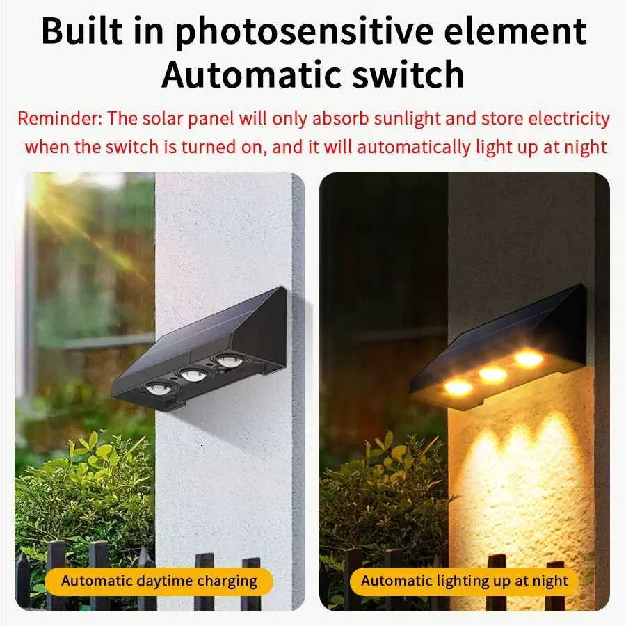 Solar Wall Light Outdoor Garden Lights Solar Powered Waterproof Solar Porch Lights Wireless Wall Mount Lights for Yard BalconyM251127