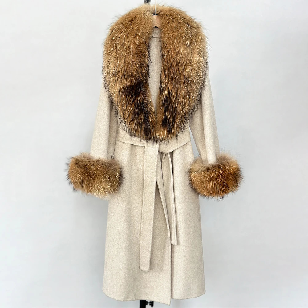 Autumn Wool Blend Coat Women Elegant Warm Real Fox Fur Collar Winter Female Doublesided Cashmere Jacket 251126 - view 5