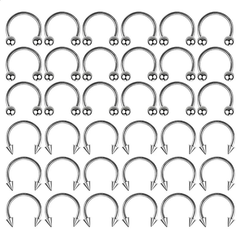 36pc/set Stainless Steel Septum Piercing Nose Ring Cartilage Earrings For Women Men Body Jewelry Punk Accessories Body Jewelry 250427
