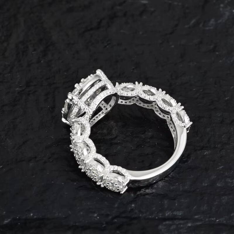 Fashion Fine Hip Hop Fine 925 Silver Shiny Moissanite Jewelry Iced Out Bling Round Ring for Men Women Wedding Engagement Gift