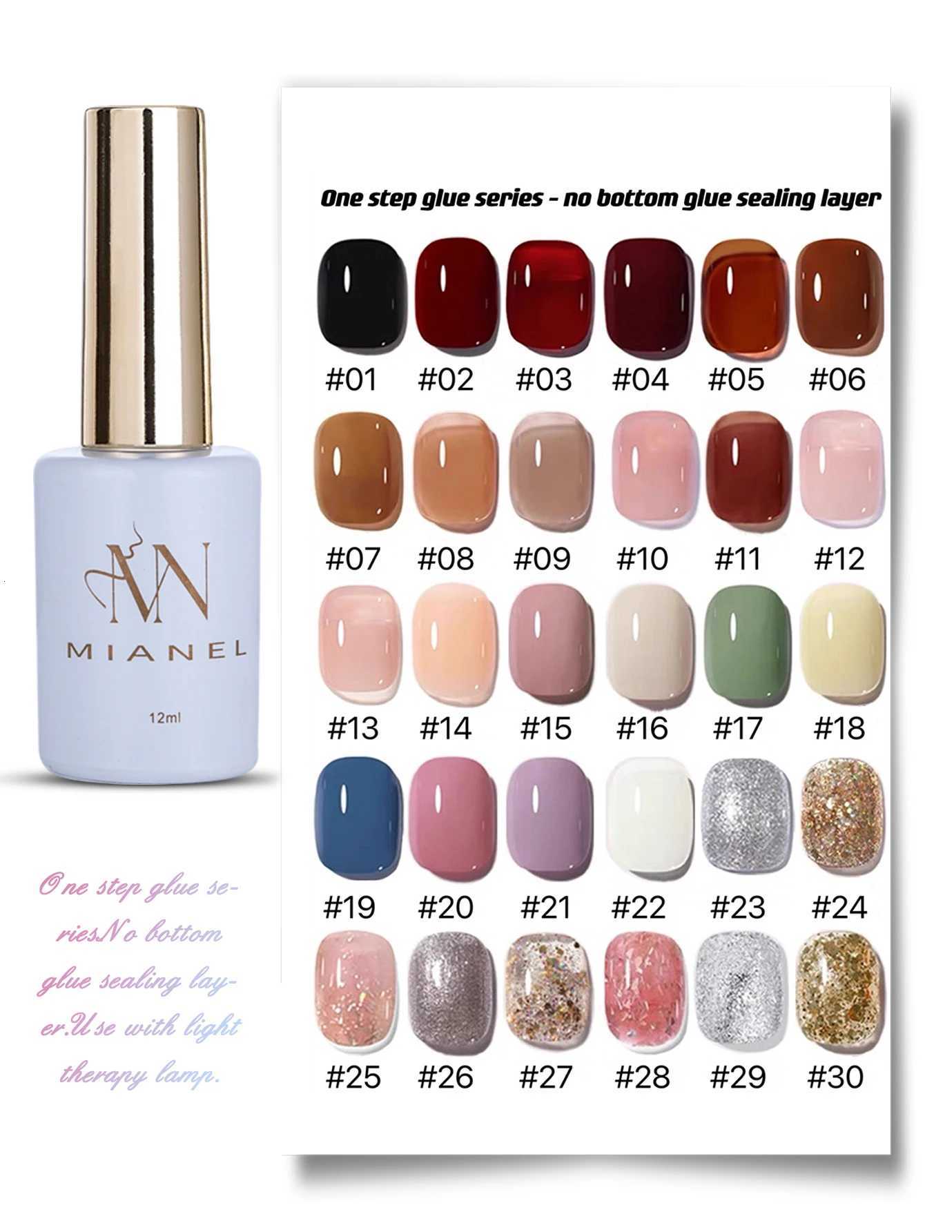 MIANEL One-step Nail Polish 3-in-1 Gel Nail Polish Top Selling White Black Blue pink Color Ice Clear Nude Gel Polish In summerT251127