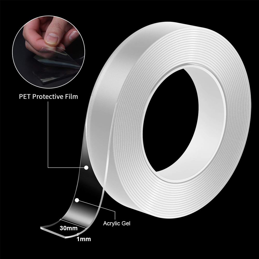 2Pcs/set Nano Tape Super Strong Double Sided Adhesive Tape Sticker Washable Reuse Removable Tapes for Kitchen Bathroom