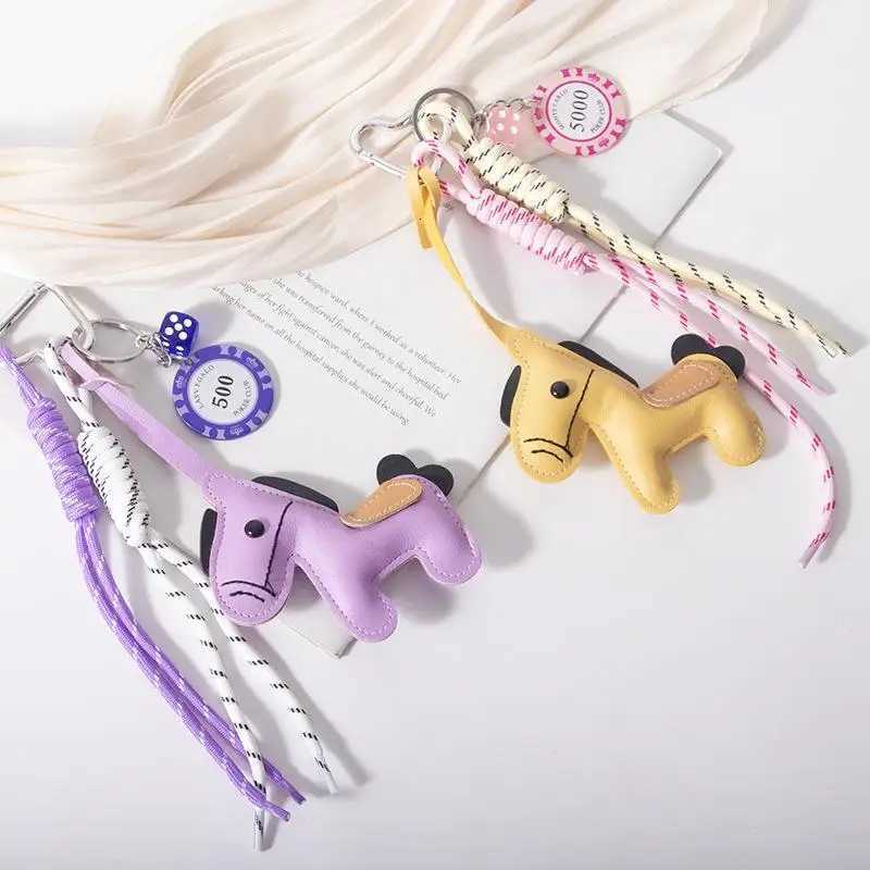 1 Piece Leather Pony Keychain Braided Rope Backpack Pendant For Phone Bag Hanging Accessories DIY DecorationT251127
