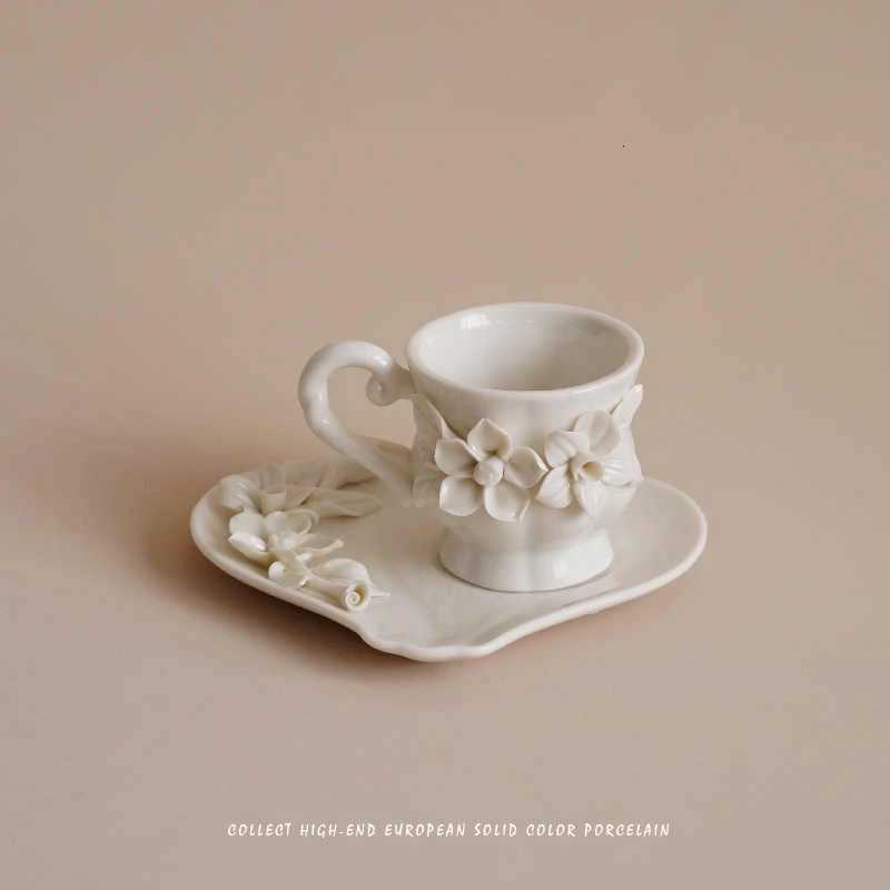 Ceramic Coffee Mug Three-Dimensional Floral Cups and Saucers Hand-Pinched Mug Dessert Bowl Latte Milk Latte Milk Cute Cup C251127