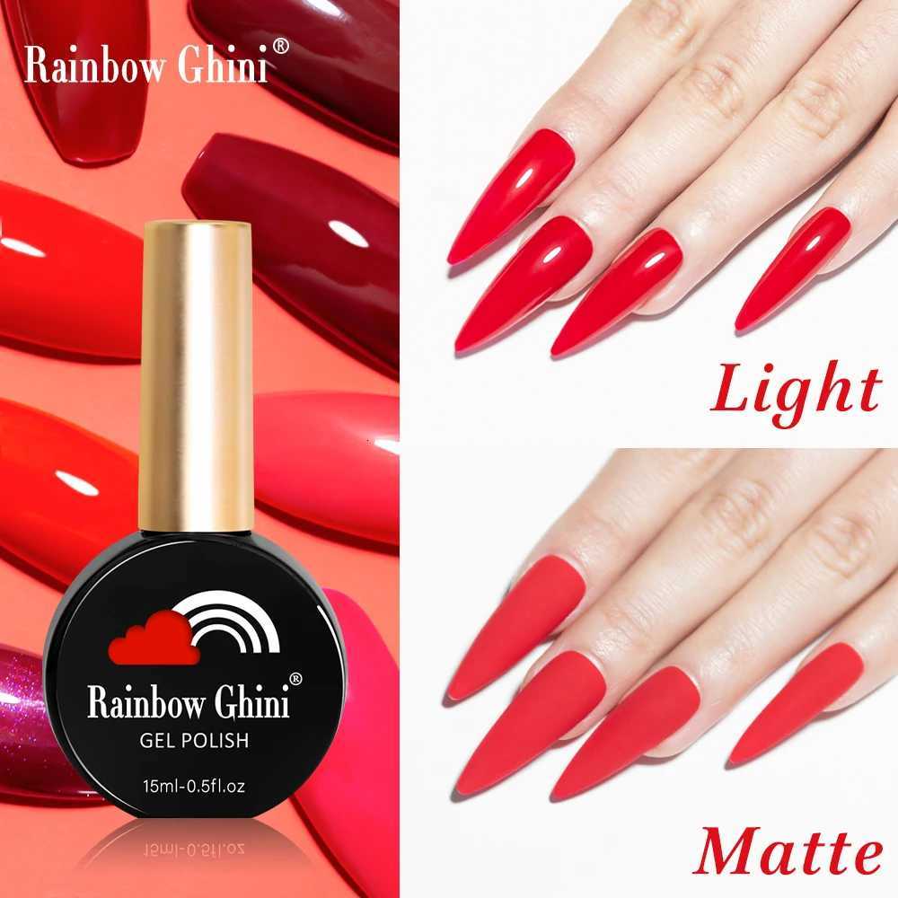 Rainbow Ghini 15ml Glitter Dark Red Gel Nail Polish Semi-Permanent Varnish UV Pale Red Nail Gel Art Supplies for ProfessionalsT251127