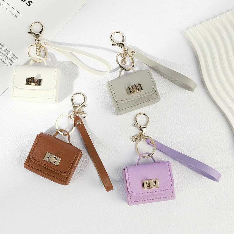 Small Deluxe Leather Hangbag Pendant Chic Keyring Coin Wallet Versatile Headphone Bag CharmT251127