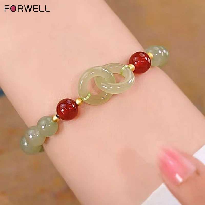 FORWELL Natural Hotan Jade Elastic Luxury Exquisite Jewelry Couple Beaded Festival Gift for Men and Women C251105