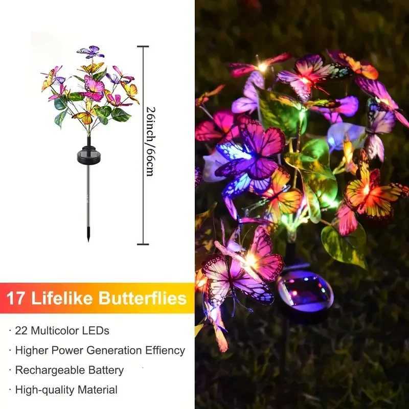 Solar LED Butterfly Flower Light Outdoor Simulation Butterfly Lawn Lamp Garden Waterproof Landscape For Home Christmas DecorM251127