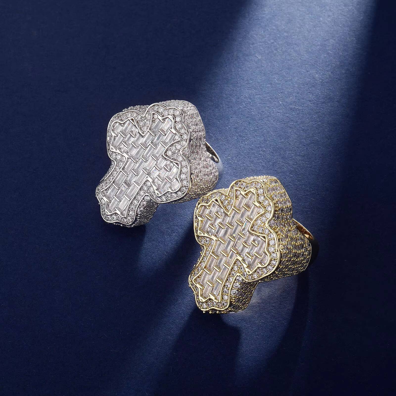 European American Trendy Mens Ring Hot-Selling Retro Hip-Hop Style with T Cubic Zirconia Gold Plated Fashion Ring Wholesale