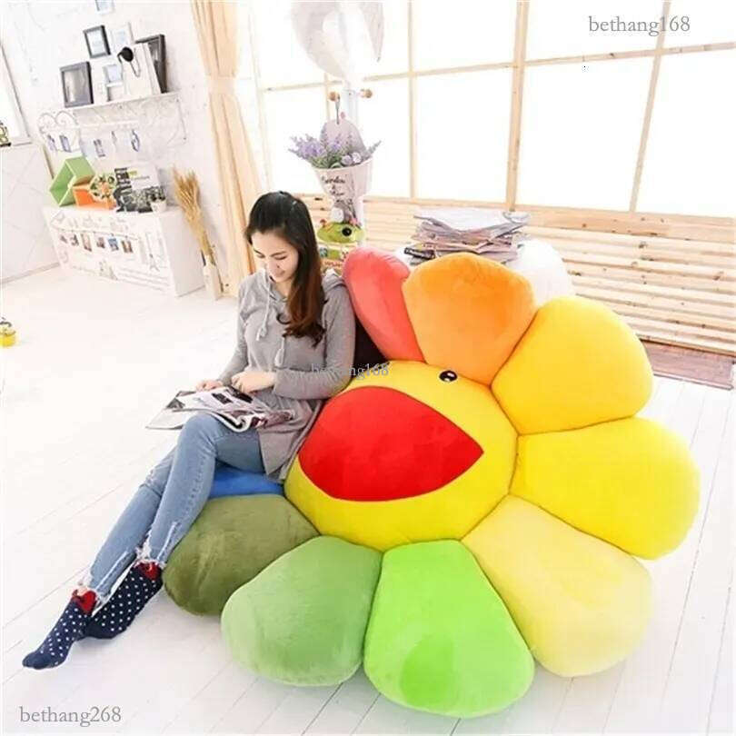 1pc super big Plush Sun Flowers Pillow Soft Toy Stuffed Toy Plush Mats Meditation Cushion Floor Cushions for Kids 201009