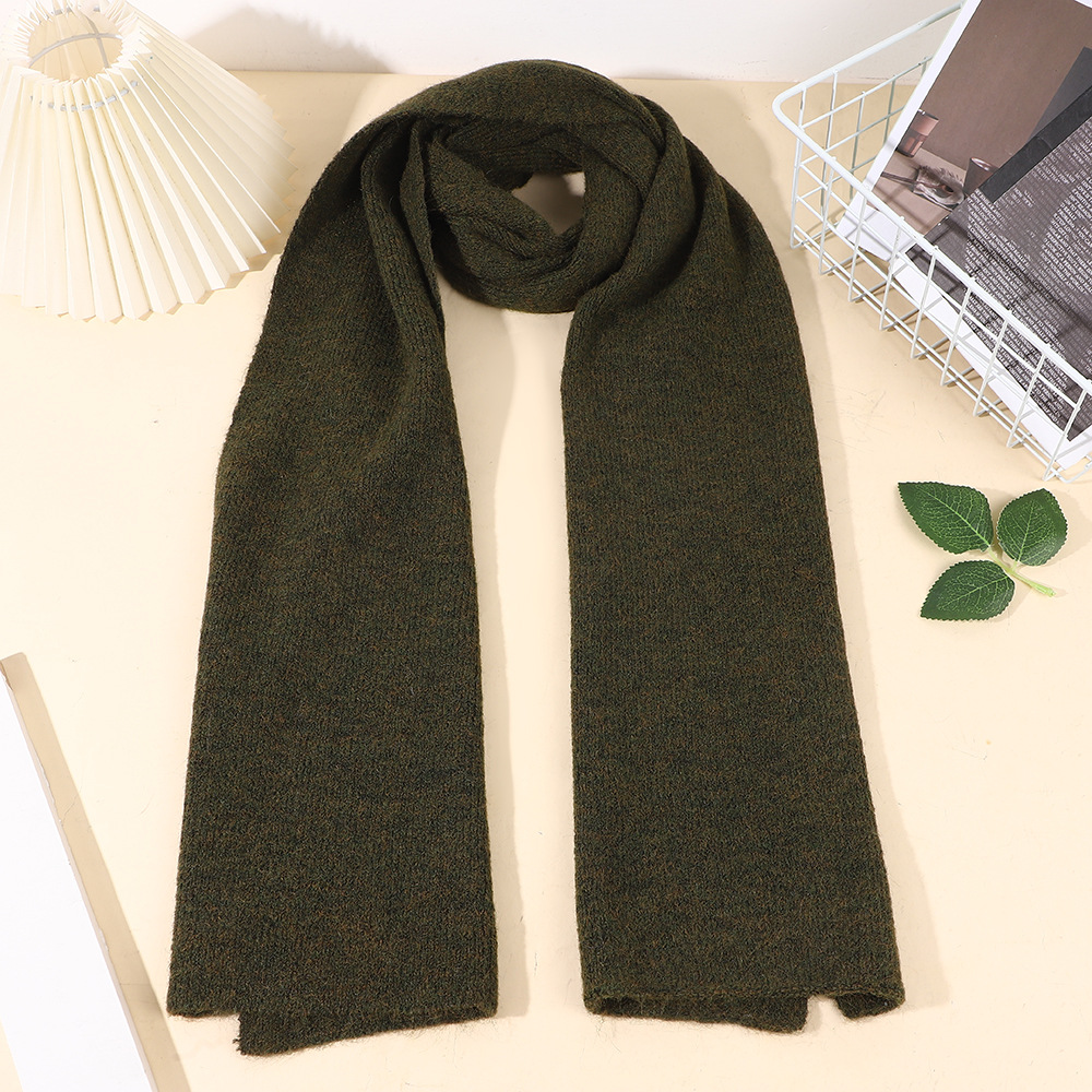 K542 Pure color simple style knitted scarf for women autumn and winter new style fashionable and versatile high-end student warm neck scarf