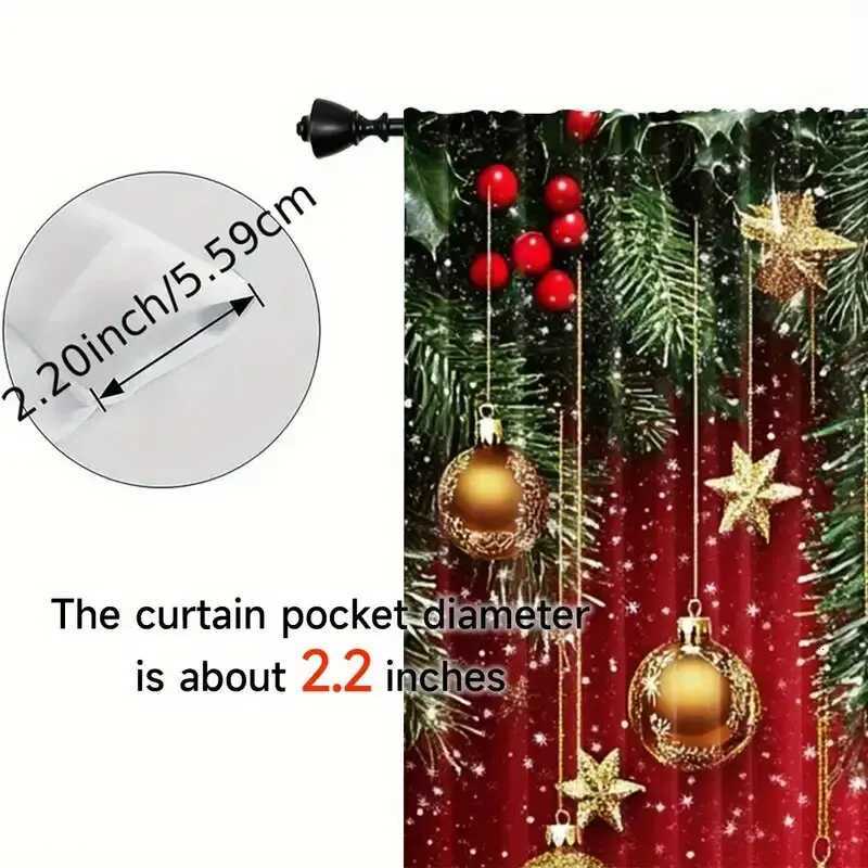 Curtain Christmas 2pcs - Christmas curtains festive red Christmas polyester printed curtains home decoration room decoration Y251126