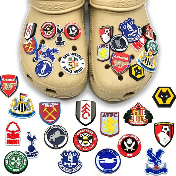 factory shoe buckle football theme series cartoon cute pvc soft hole shoe flowers shoecharms part accessories decoration gift