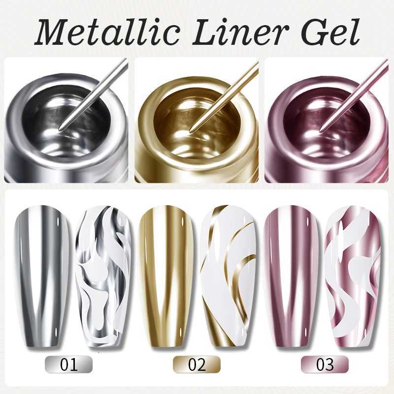 PUENTE 5ml Metallic Painting Liner Gel Polish Bright Mirror Effect Semi-Permanent UV Nail Varnish For Stunning French Nail ArtT251127