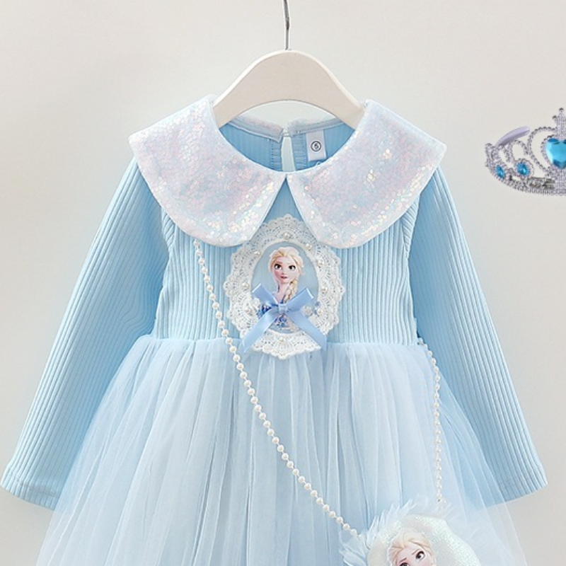 Girls designer clothes DISNEY baby designer Elsa princess dress spring and autumn outfit long sleeves Ariel puffy dress children's fashionable ca
