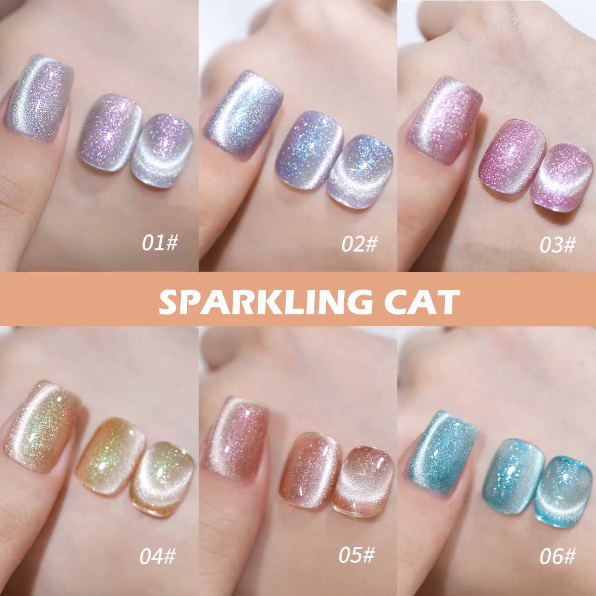 XEIJAYI 6pcs 15ml Sparkling Cat Eye Nail Gel Polish set Semi Permanent Nail Art Soaking UV LED Nail Salon DIY Nail Salon GelT251127
